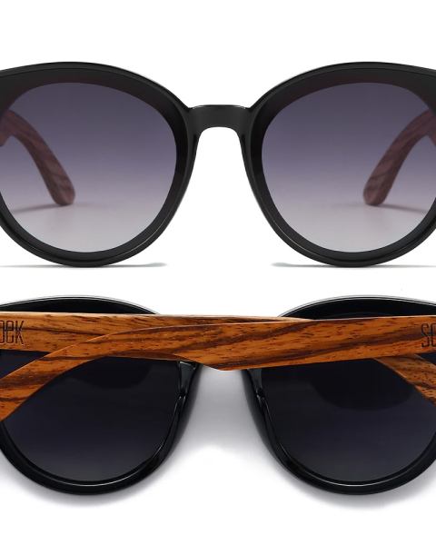 Soek Bella Midnight - Black Wood Polarised Lens - Walnut Arms