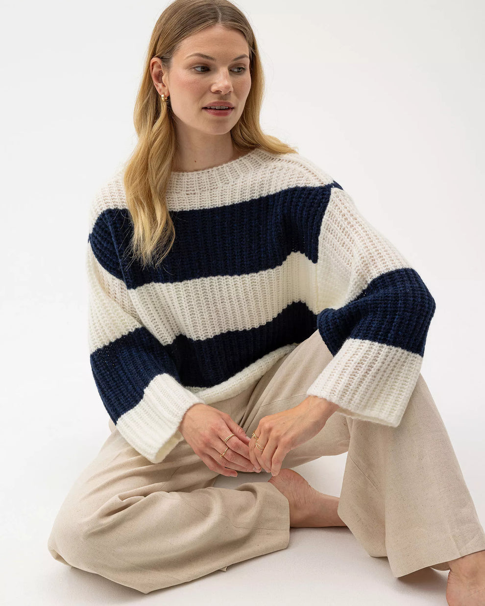 Holebrook Cajsa Sweater - Off White/Navy