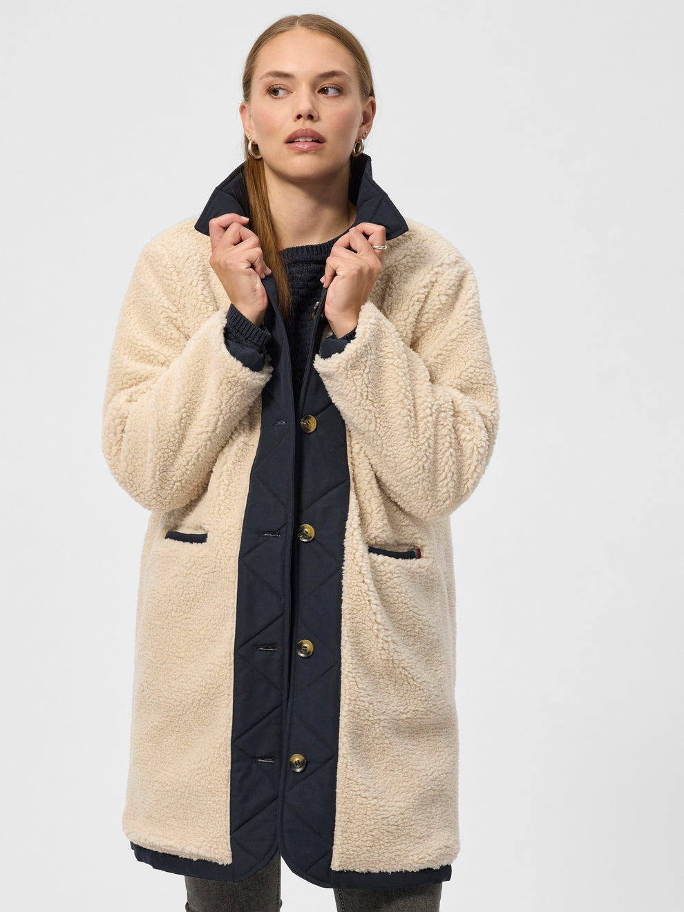 Red Green Stacia Reversible Coat - Dark Navy - Image 2