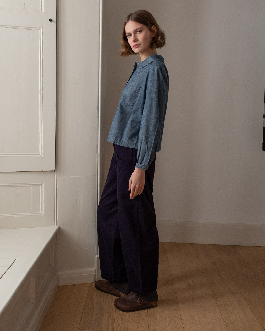 Bibico Lorren Barrel Leg Trousers - Navy Cord - Image 3