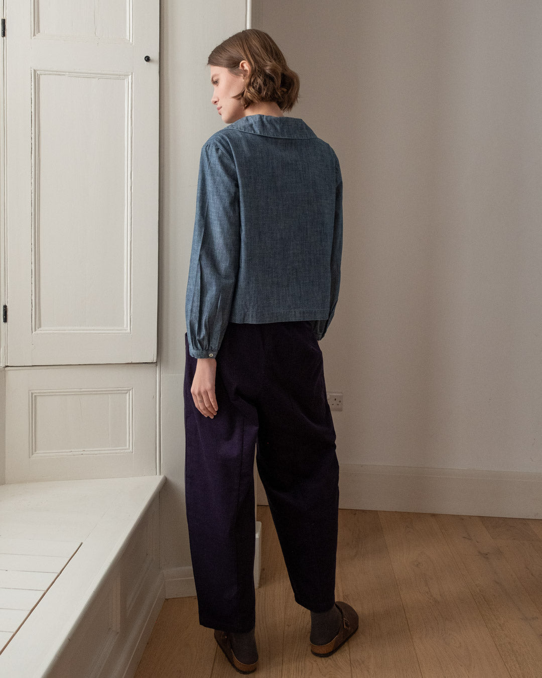 Bibico Lorren Barrel Leg Trousers - Navy Cord - Image 4