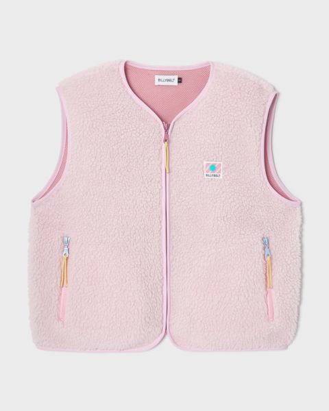 Billy Belt Womens Sleeveless Sherpa Gilet with Zip -Light Pink