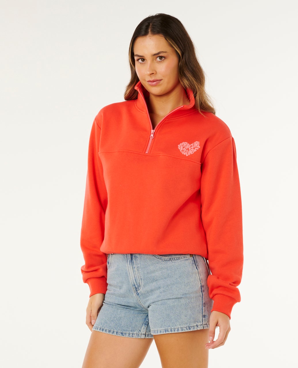 Rip Curl Heart Half Zip Sweatshirt - Red - Image 2